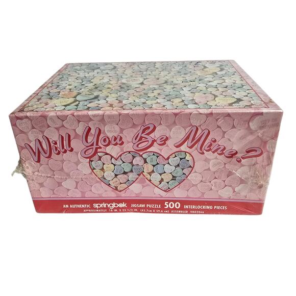 Conversation Heart Jigsaw Puzzle VTG Y2K Springbok Will You Be Mine 500 Sealed - Picture 1 of 7